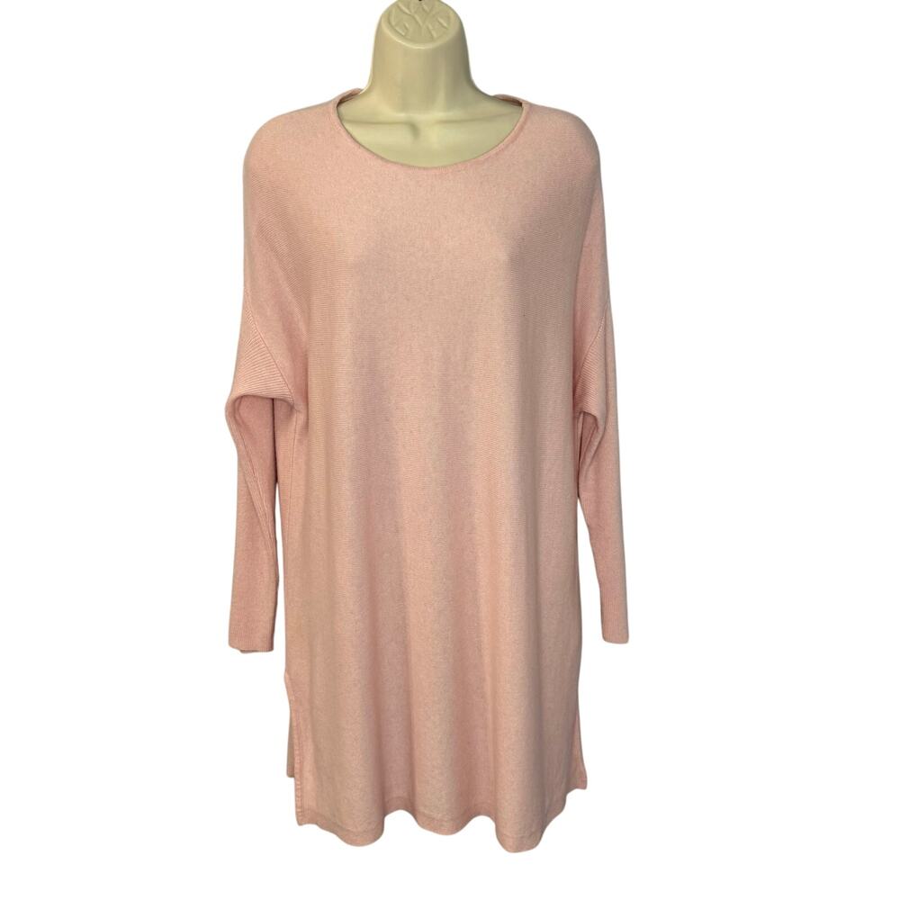 Just Birdie Women's Cashmere Silk Sweater Tunic Pink Classic Luxury Minimalist
